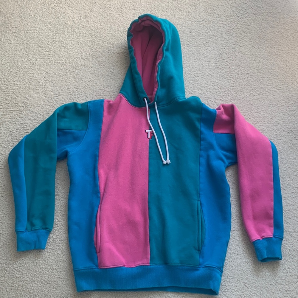 Blue pink teal hoodie